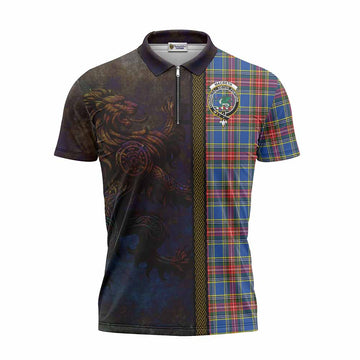 MacBeth (McBeth) Tartan Family Crest Zipper Polo Shirt Alba Gu Brath Be Brave Lion Ancient Style Unisex - Tartan Vibes Clothing