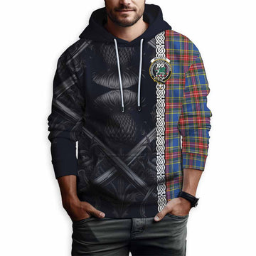 MacBeth (McBeth) Tartan Hoodie with Family Crest Cross Sword Thistle Celtic Vibes Pullover Hoodie - Tartan Vibes Clothing