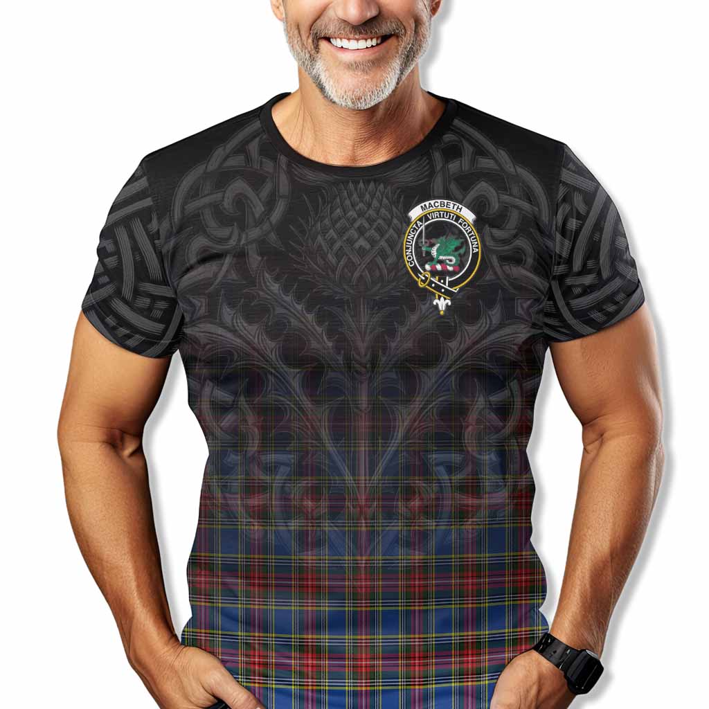 Tartan Vibes Clothing MacBeth (McBeth) Tartan T-Shirt with Family Crest Celtic Thistle Vibes