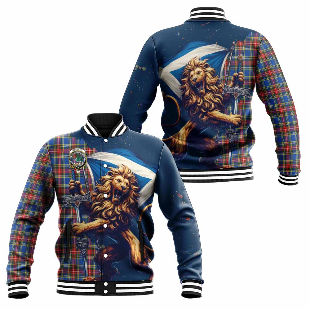 Tartan Vibes Clothing MacBeth (McBeth) Tartan Family Crest Baseball Jacket with Scottish Majestic Lion