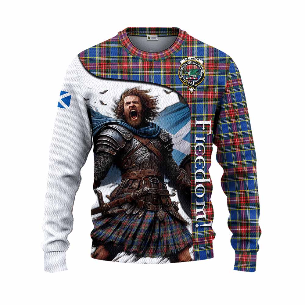 Tartan Vibes Clothing MacBeth (McBeth) Crest Tartan Knitted Sweater Inspired by the Freedom of Scottish Warrior