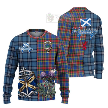 MacBeth (McBeth) Tartan Knitted Sweater Happy St. Andrew's Day Half Tartan Style Unisex - Tartan Vibes Clothing