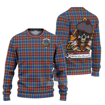 MacBeth (McBeth) Tartan Ugly Sweater with Family Crest and Bearded Skull Holding Bottles of Whiskey