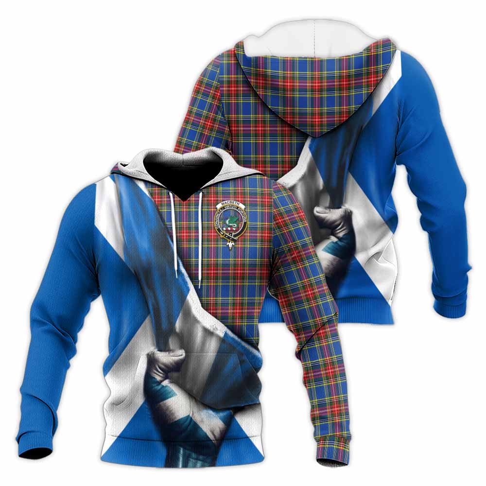 Tartan Vibes Clothing MacBeth (McBeth) Tartan Knitted Hoodie with Family Crest Scotland Patriotic Style