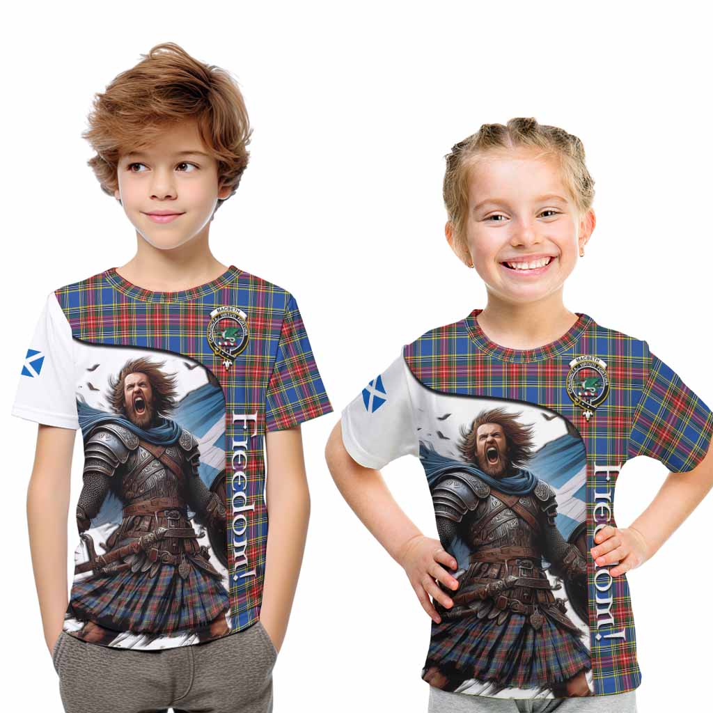 Tartan Vibes Clothing MacBeth (McBeth) Crest Tartan Kid T-Shirt Inspired by the Freedom of Scottish Warrior