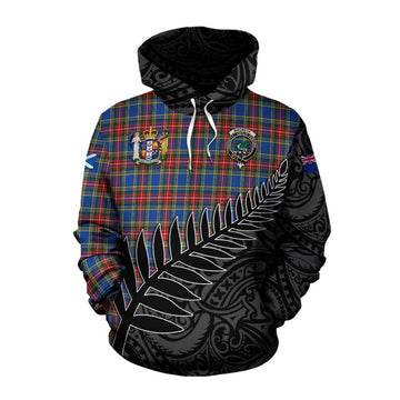 MacBeth (McBeth) Crest Tartan Cotton Hoodie with New Zealand Silver Fern Half Style Pullover Hoodie XS - Tartan Vibes Clothing