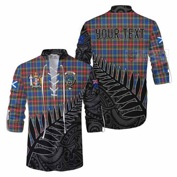 MacBeth (McBeth) Crest Tartan Ghillie Kilt Shirt with New Zealand Silver Fern Half Style