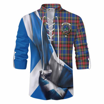 MacBeth (McBeth) Tartan Ghillie Kilt Shirt with Family Crest Scotland Patriotic Style