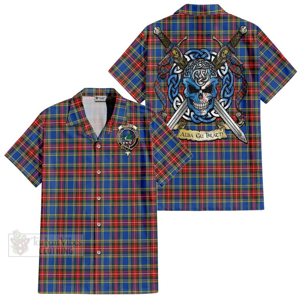 MacBeth (McBeth) Tartan Hawaiian Shirt with Family Crest Celtic Skull Style Kid - Tartan Vibes Clothing