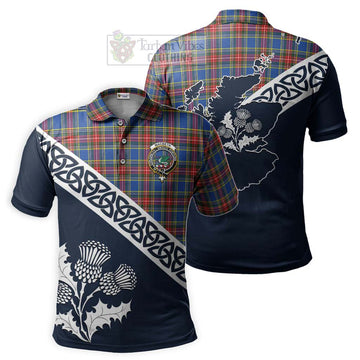 MacBeth (McBeth) Tartan Polo Shirt Featuring Thistle and Scotland Map