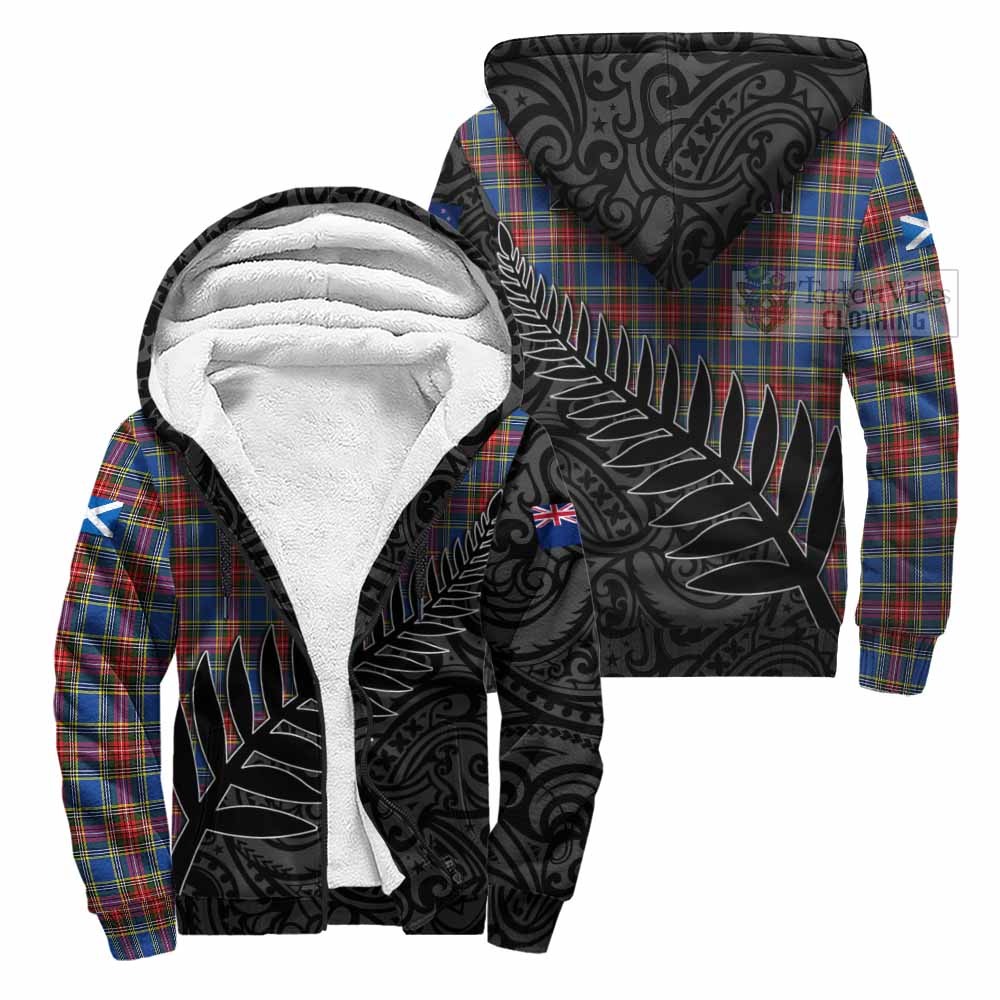 Tartan Vibes Clothing MacBeth (McBeth) Crest Tartan Sherpa Hoodie with New Zealand Silver Fern Half Style