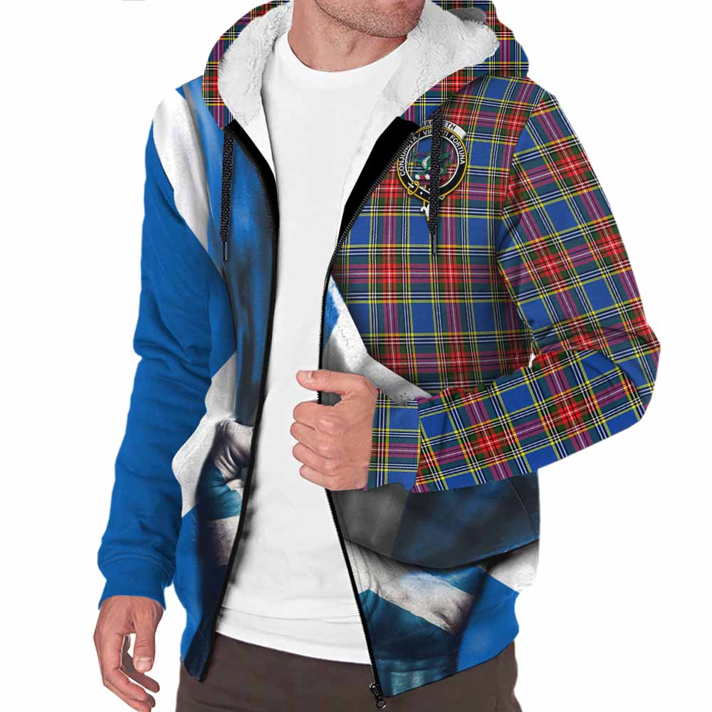 Tartan Vibes Clothing MacBeth (McBeth) Tartan Sherpa Hoodie with Family Crest Scotland Patriotic Style