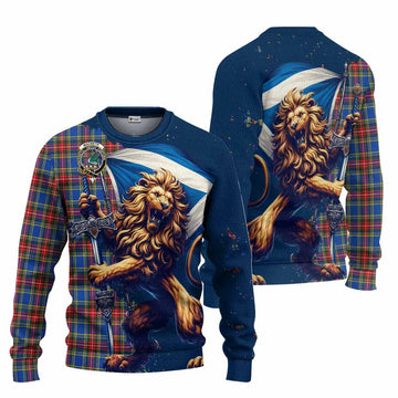 MacBeth (McBeth) Tartan Family Crest Knitted Sweater with Scottish Majestic Lion