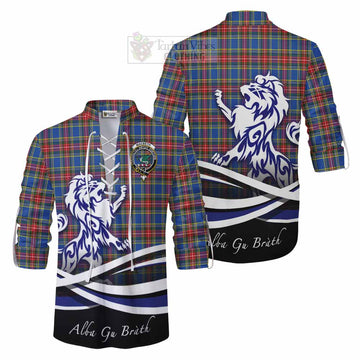 MacBeth (McBeth) Tartan Ghillie Kilt Shirt with Alba Gu Brath Regal Lion Emblem