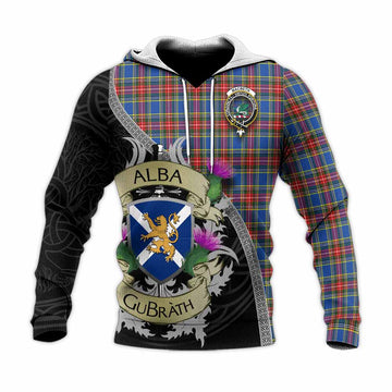 MacBeth (McBeth) Tartan Family Crest Knitted Hoodie Lion Rampant Royal Thistle Shield Celtic Inspired Unisex Knitted Pullover Hoodie - Tartan Vibes Clothing