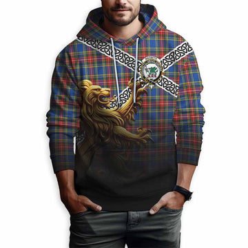 MacBeth (McBeth) Crest Tartan Hoodie with Golden Lion Emblem Celtic Style Pullover Hoodie - Tartan Vibes Clothing