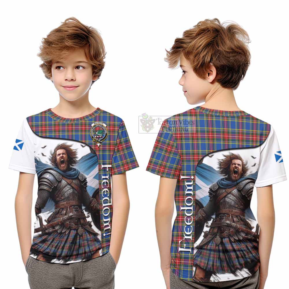 Tartan Vibes Clothing MacBeth (McBeth) Crest Tartan Kid T-Shirt Inspired by the Freedom of Scottish Warrior