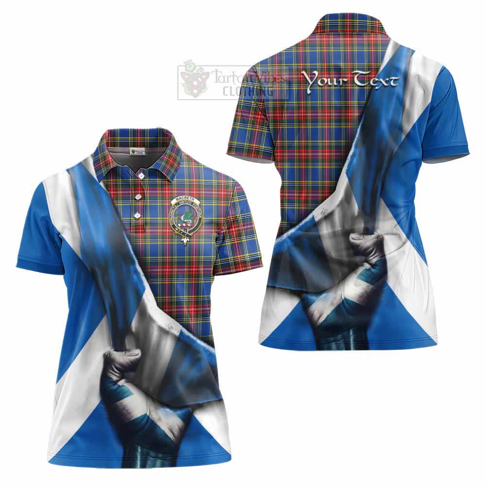 Tartan Vibes Clothing MacBeth (McBeth) Tartan Women's Polo Shirt with Family Crest Scotland Patriotic Style