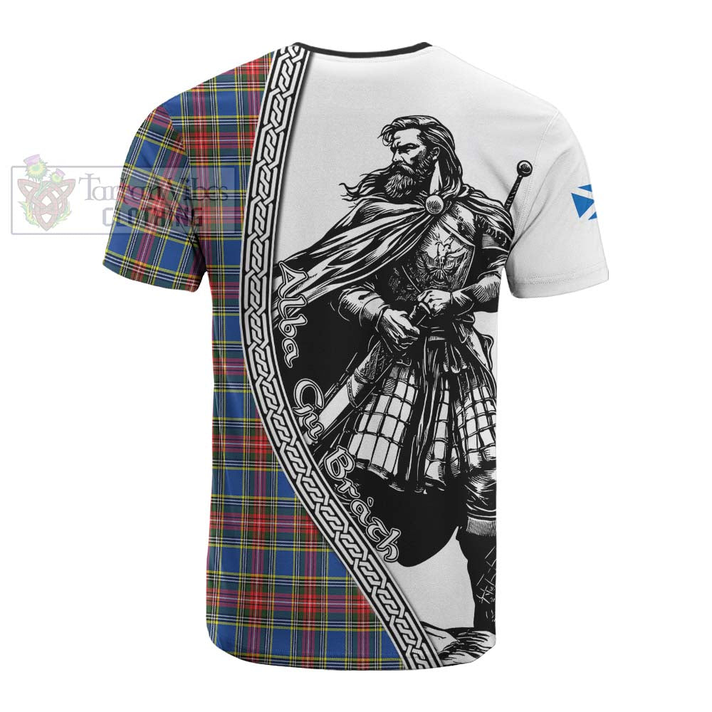 MacBeth (McBeth) Tartan Clan Crest Cotton T-shirt with Highlander Warrior Celtic Style - Tartan Vibes Clothing