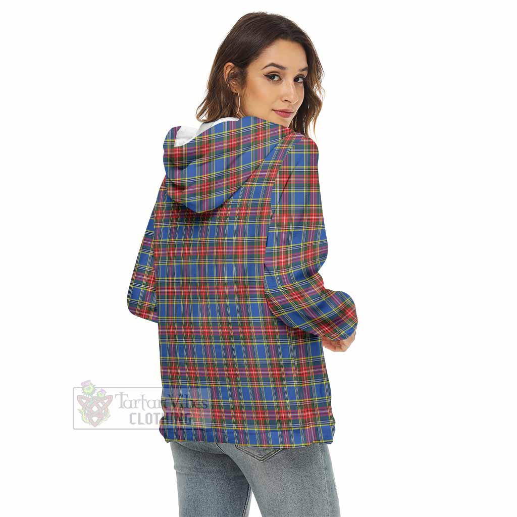 Tartan Vibes Clothing MacBeth (McBeth) Tartan Crest Women's Borg  Half Zip Fleece Hoodie