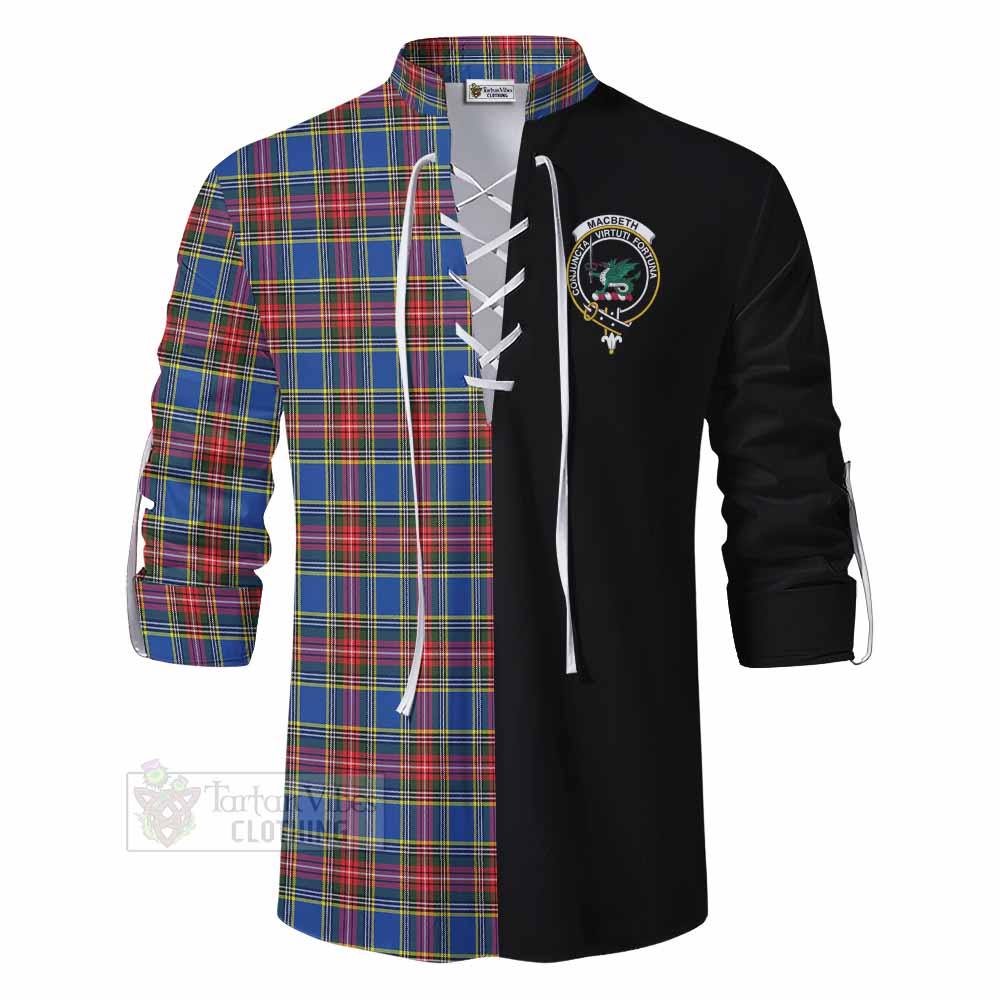 Tartan Vibes Clothing MacBeth (McBeth) Tartan Ghillie Kilt Shirt with Family Crest and Half Of Me Style