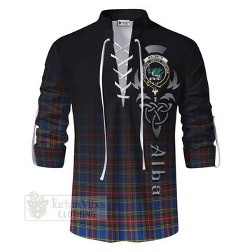 MacBeth (McBeth) Tartan Ghillie Kilt Shirt Featuring Alba Gu Brath Family Crest Celtic Inspired