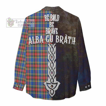 MacBeth (McBeth) Tartan Family Crest Women's Casual Shirt Alba Gu Brath Be Brave Lion Ancient Style - Tartan Vibes Clothing
