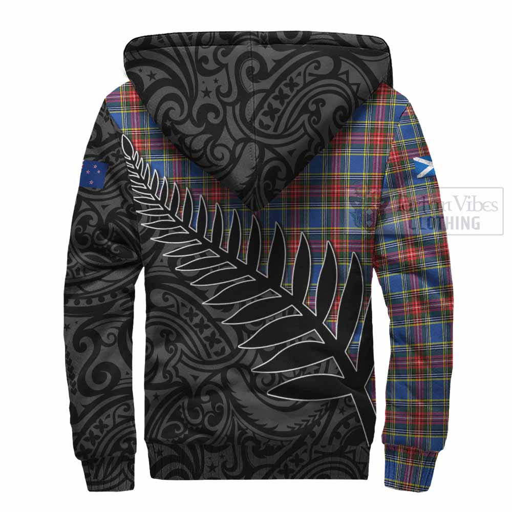 Tartan Vibes Clothing MacBeth (McBeth) Crest Tartan Sherpa Hoodie with New Zealand Silver Fern Half Style