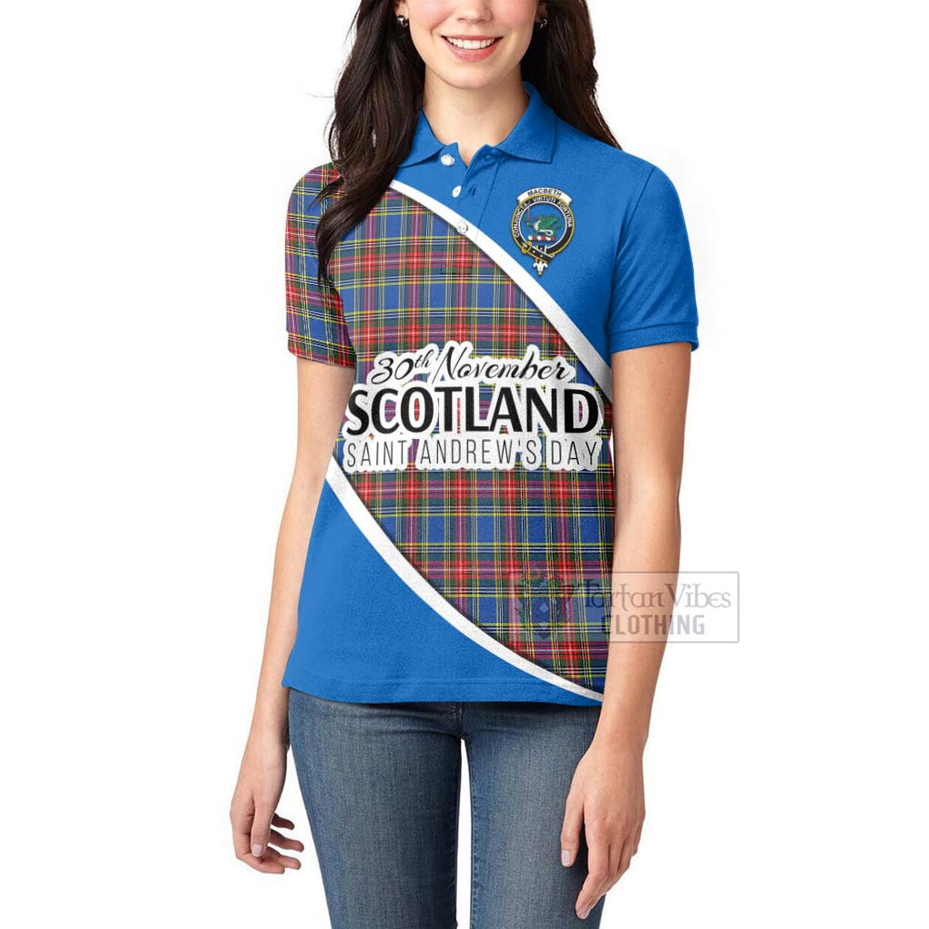 Tartan Vibes Clothing MacBeth (McBeth) Family Crest Tartan Women's Polo Shirt Celebrate Saint Andrew's Day in Style