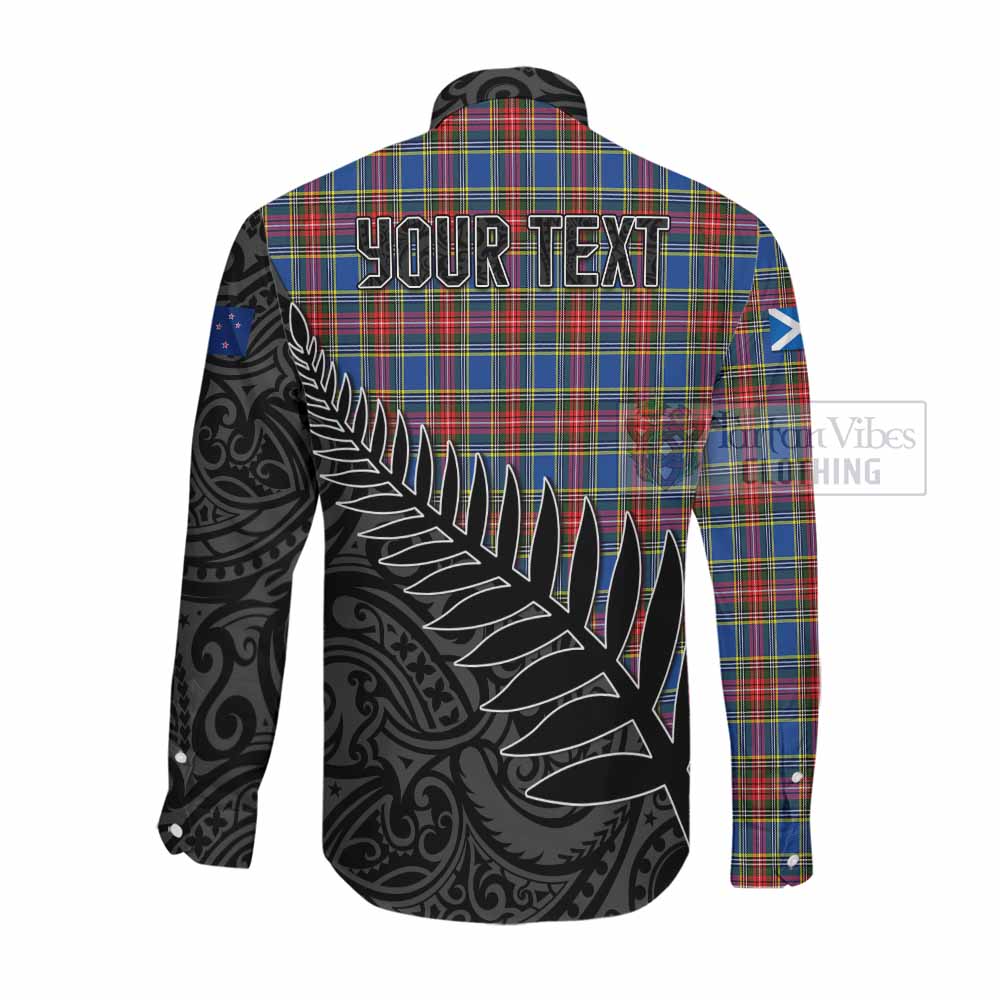 Tartan Vibes Clothing MacBeth (McBeth) Crest Tartan Long Sleeve Button Shirt with New Zealand Silver Fern Half Style