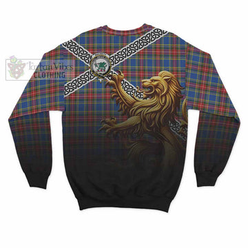 MacBeth (McBeth) Crest Tartan Sweatshirt with Golden Lion Emblem Celtic Style - Tartan Vibes Clothing