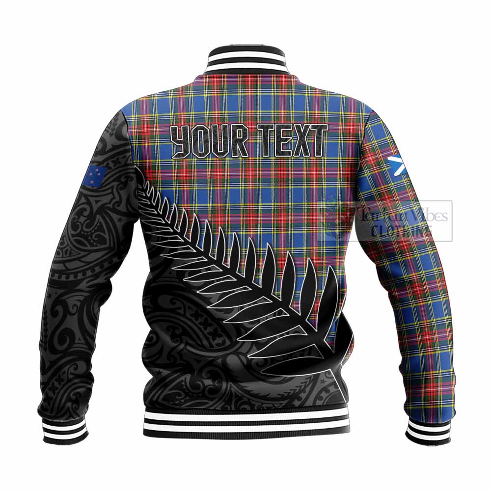 Tartan Vibes Clothing MacBeth (McBeth) Crest Tartan Baseball Jacket with New Zealand Silver Fern Half Style