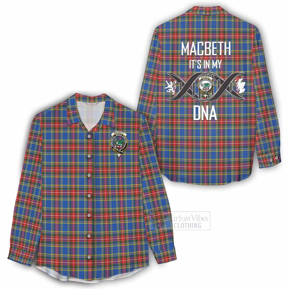 Tartan Vibes Clothing MacBeth (McBeth) Tartan Women's Casual Shirt with Family Crest DNA In Me Style