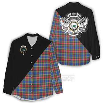 MacBeth (McBeth) Tartan Women's Casual Shirt with Family Crest and Military Logo Style