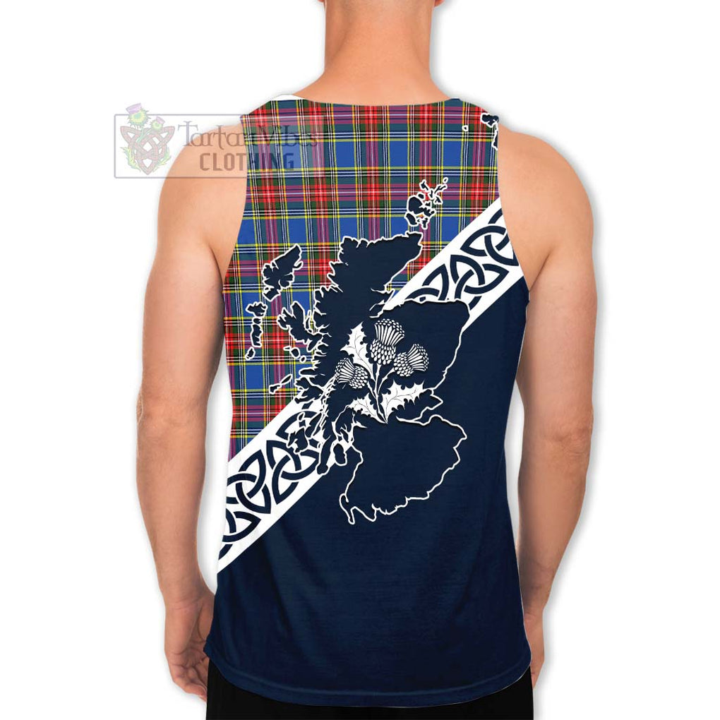 Tartan Vibes Clothing MacBeth (McBeth) Tartan Men's Tank Top Featuring Thistle and Scotland Map