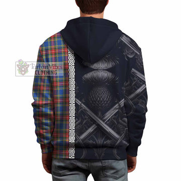 MacBeth (McBeth) Tartan Hoodie with Family Crest Cross Sword Thistle Celtic Vibes - Tartan Vibes Clothing