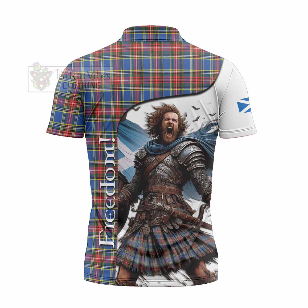 Tartan Vibes Clothing MacBeth (McBeth) Crest Tartan Zipper Polo Shirt Inspired by the Freedom of Scottish Warrior