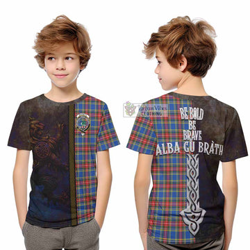 MacBeth (McBeth) Tartan Family Crest Kid T-Shirt Alba Gu Brath Be Brave Lion Ancient Style - Tartan Vibes Clothing