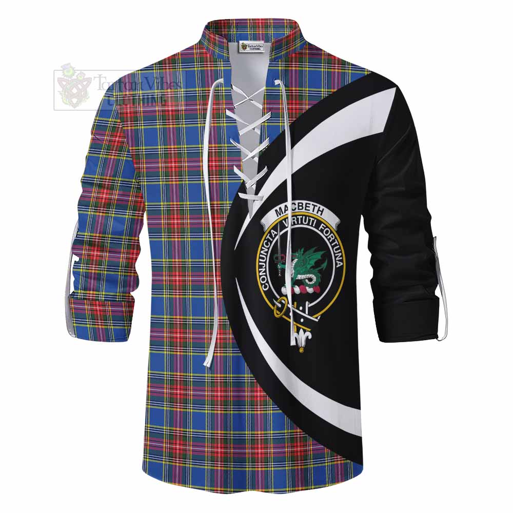 Tartan Vibes Clothing MacBeth (McBeth) Tartan Ghillie Kilt Shirt with Family Crest Circle Style