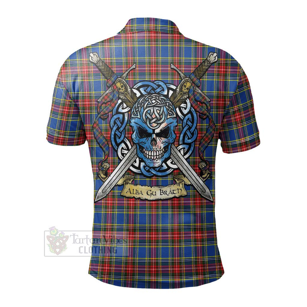 Tartan Vibes Clothing MacBeth (McBeth) Tartan Polo Shirt with Family Crest Celtic Skull Style