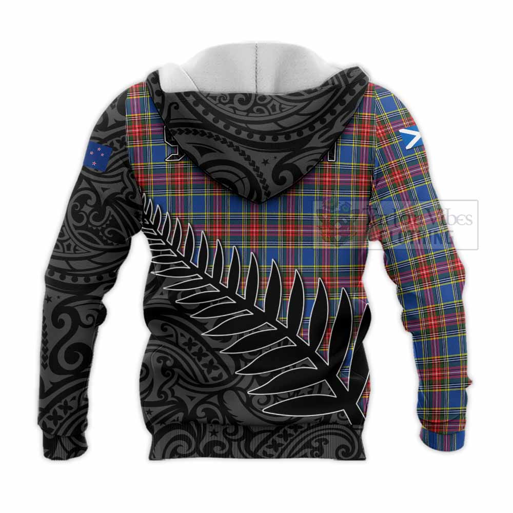 Tartan Vibes Clothing MacBeth (McBeth) Crest Tartan Knitted Hoodie with New Zealand Silver Fern Half Style