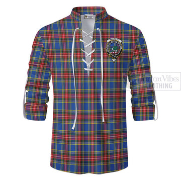 MacBeth (McBeth) Tartan Ghillie Kilt Shirt with Family Crest and Bearded Skull Holding Bottles of Whiskey - Tartan Vibes Clothing
