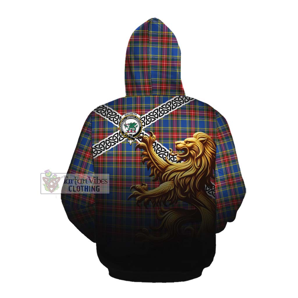 MacBeth (McBeth) Crest Tartan Cotton Hoodie with Golden Lion Emblem Celtic Style Pullover Hoodie - Tartan Vibes Clothing