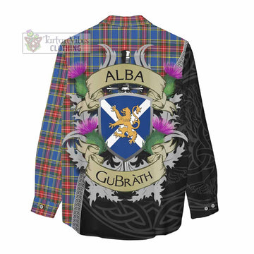 MacBeth (McBeth) Tartan Family Crest Women's Casual Shirt Lion Rampant Royal Thistle Shield Celtic Inspired - Tartan Vibes Clothing