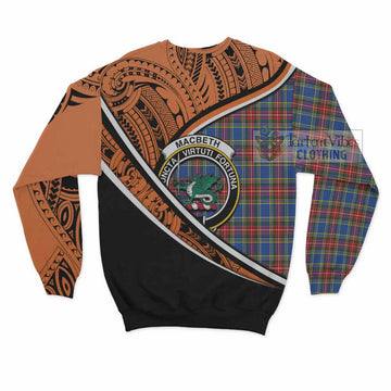 MacBeth (McBeth) Crest Tartan Sweatshirt with Polynesian Vibes Style - Orange Version