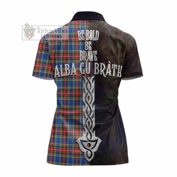 MacBeth (McBeth) Tartan Family Crest Women's Polo Shirt Alba Gu Brath Be Brave Lion Ancient Style - Tartan Vibes Clothing