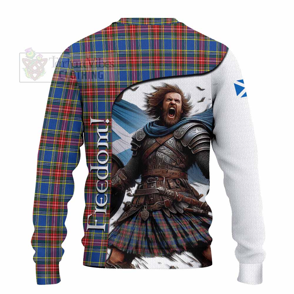 Tartan Vibes Clothing MacBeth (McBeth) Crest Tartan Knitted Sweater Inspired by the Freedom of Scottish Warrior