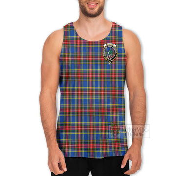 MacBeth (McBeth) Tartan Men's Tank Top with Family Crest and Bearded Skull Holding Bottles of Whiskey