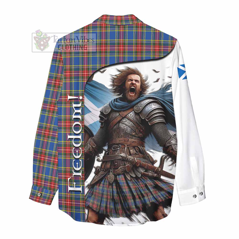 Tartan Vibes Clothing MacBeth (McBeth) Crest Tartan Women's Casual Shirt Inspired by the Freedom of Scottish Warrior