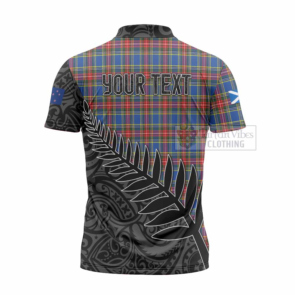 Tartan Vibes Clothing MacBeth (McBeth) Crest Tartan Zipper Polo Shirt with New Zealand Silver Fern Half Style